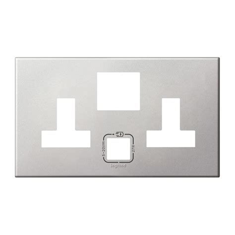 Plate 2 Gang Bs 13a Sp Switched Usb 27w Soft Aluminium 575439 3414972564380 Legrand