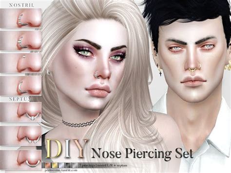 The Best Nose Piercing Set By Pralinesims Sims 4 Sims Nose Piercing