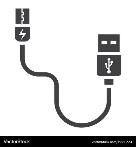 Usb Cable Solid Icon Connector And Charger Vector Image