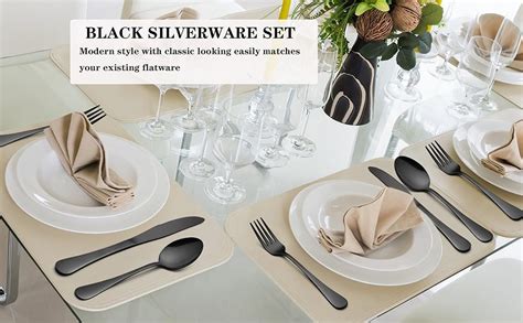 Amazon LIANYU 77 Piece Black Silverware Set With Steak Knives And