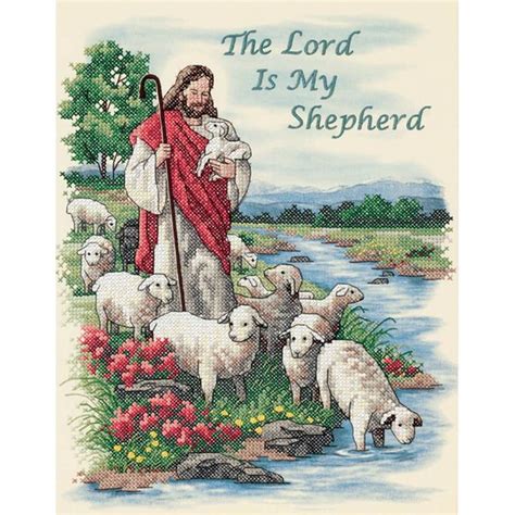 Dimensions "The Lord Is My Shepherd" Stamped Cross Stitch Kit, 11" x 14" - Walmart.com | Lord is ...