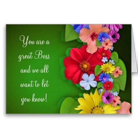 Happy Boss's Day for female boss with flowers Card | Zazzle | Happy boss's day, Boss' day, Boss lady