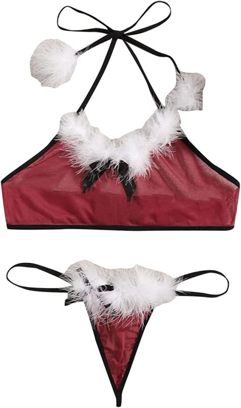 Amazon Womens Christmas Lingerie Set Red Santa Babydolls Christmas Lingerie For Women Sexy