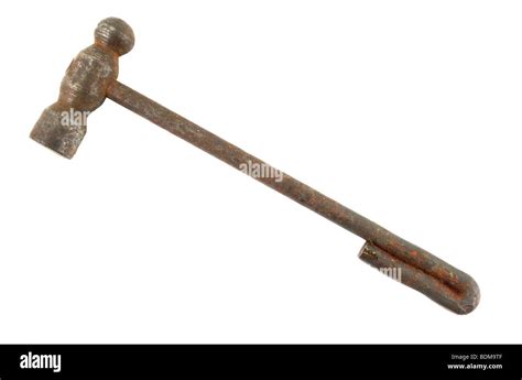 Small Vintage Ball Peen Hammer With Interesting Bent Handle Stock Photo