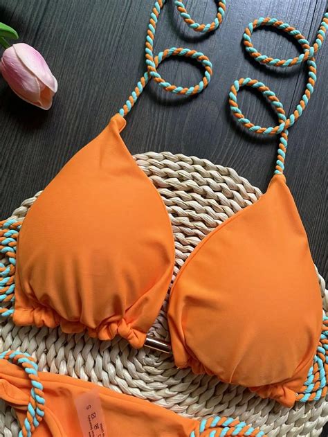 Sexy Damen Badeanzug Set Mit Flechtseil Bikini Zweiteilig Trendig Sommer Sonne Strand Spargut
