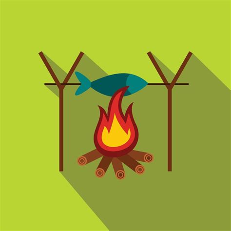 Fresh fish above fire flat icon 14384334 Vector Art at Vecteezy