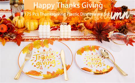 Amazon LUODA 175PCS Gold Thanksgiving Plastic Plates With Gold