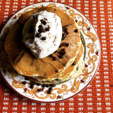 Homemade Chocolate Chip Pancakes With More Chocolate Chips On Top And