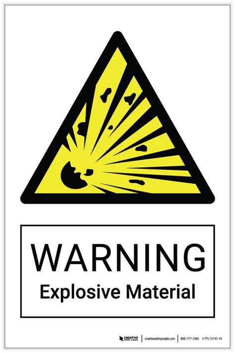 Warning: Explosive Material Hazard - Label | Creative Safety Supply