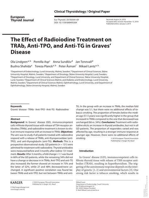 (PDF) The Effect of Radioiodine Treatment on TRAb, Anti-TPO, and Anti ...