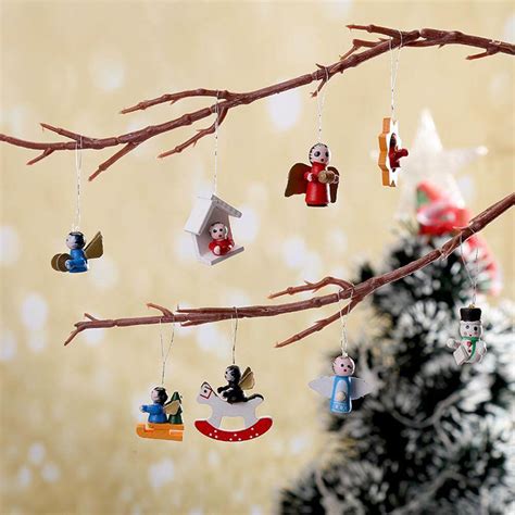 48pcs Christmas Wooden Small Pendants Christmas Decoration Christmas Tree Hanging Decor For