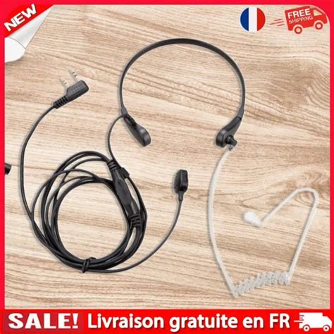 FR NOUVEAU 2PIN PTT gorge Mic Covert Tube acoustique écouteur casque