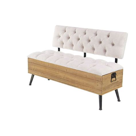 Ivory Plush Seat Storage Bench With Backrest Kirklands Tufted