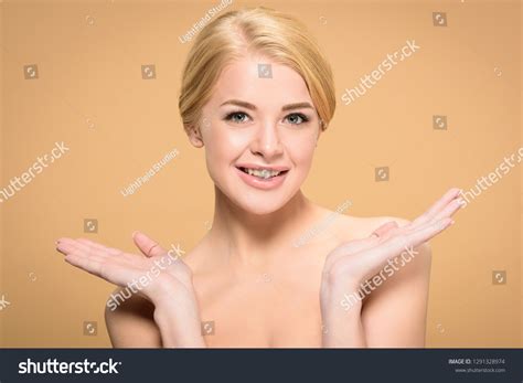 Beautiful Naked Woman Gesturing Hands Smiling Stock Photo Shutterstock