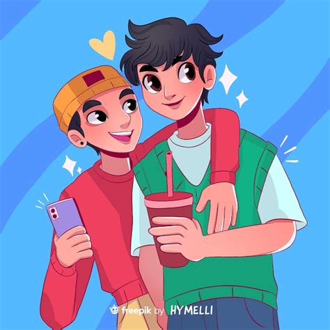 Ilustração de celebração do dia dos namorados casal gay PSD Grátis