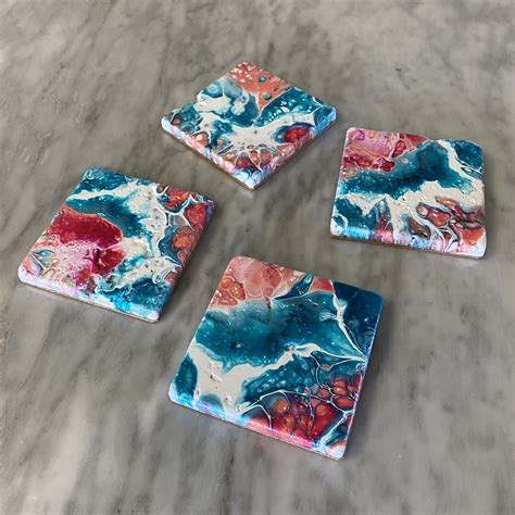 Kitchen Dining Acrylic Pour Coasters Home Living Etna Pe