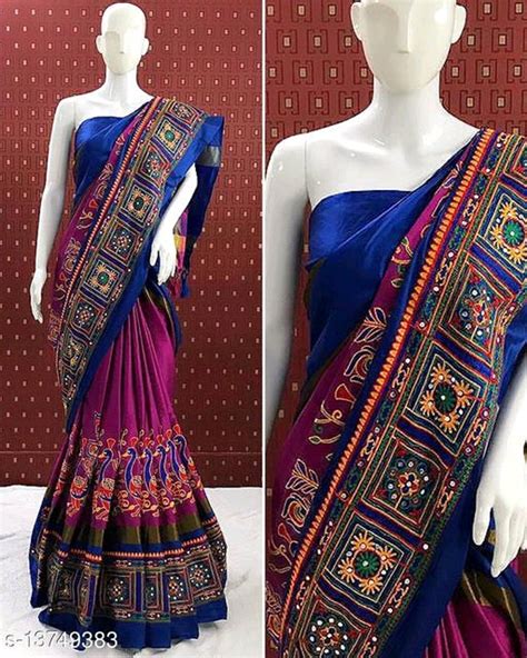 Designer Cotton Silk Sari Heavy Kutchi Work Embroidered Party Etsy