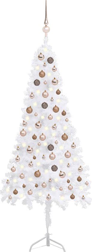 VidaLife Kunstkerstboom Met LED S En Kerstballen Hoek 180 Cm PVC Wit