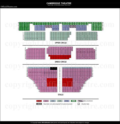 Cambridge Theatre London seat map and prices for Matilda the Musical