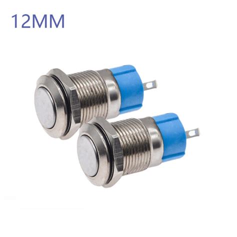 12MM Waterproof Self Locking Latching Metal Push Button Switch Flat