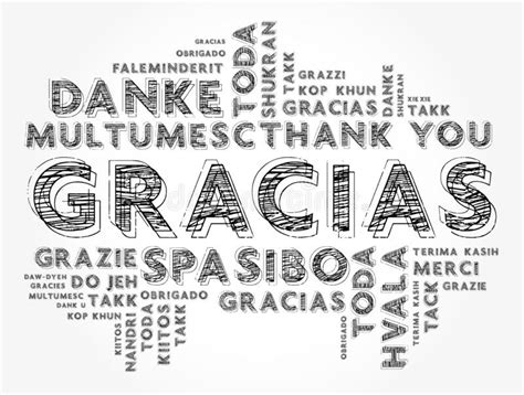 Gracias Thank You In Spanish Word Cloud Background Concept Stock