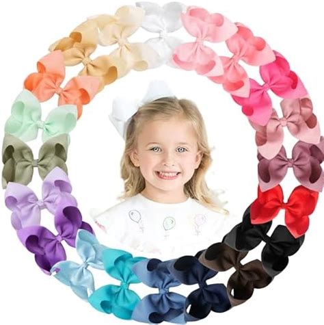 CÉllot 20pcs Big 6 Inch Hair Bows For Girls Grosgrain