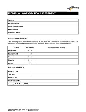 Fillable Online HSF30 DSE Assessment Form Doc Fax Email Print PdfFiller