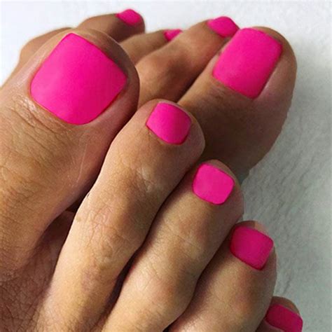 Amazon Outyua Hot Pink Press On Toenails Matte Short Fake Toe Nails Acrylic False Toesnail