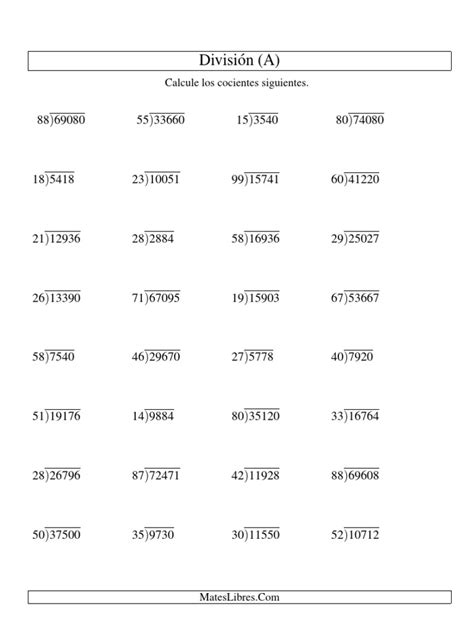 Division Larga Sexto Grado Pdf