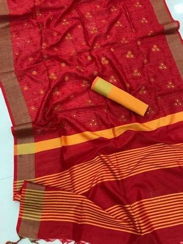 Party Wear Embroidered Banglori Raw Silk Saree With Embroidery Cut Work