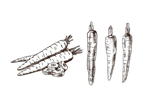 Premium Vector A Hand Drawn Set Of Carrots In Sketch Style Vector