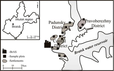 location map  bratsk   administrative districts  scientific diagram