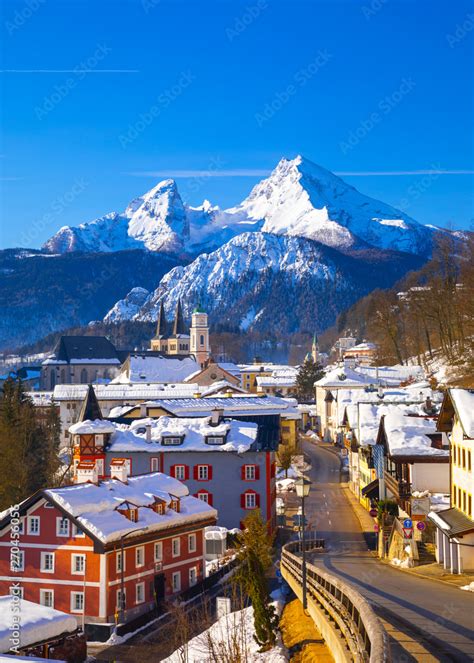 Historic Town Of Berchtesgaden With Famous Watzmann Mountain In The