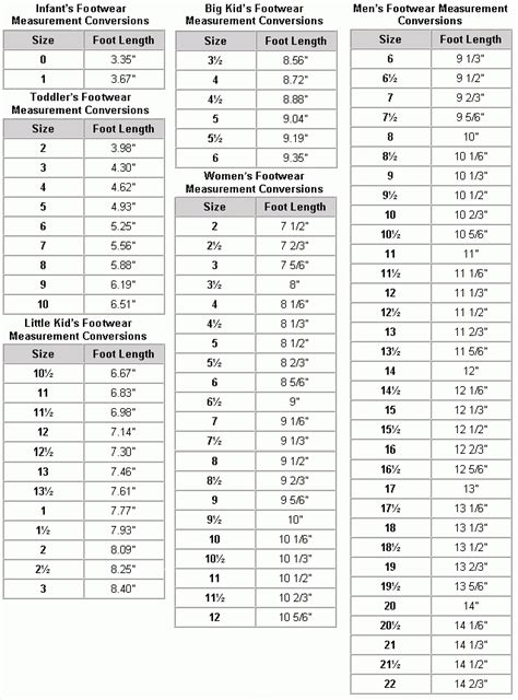 Foot Locker Women's Size Chart - Size-Chart.net