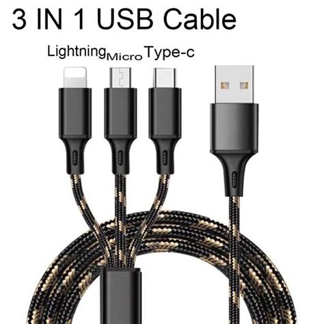 Yüksek Kaliteli Çoklu Şarj Kablosu Mikro USB Tip C Kablo ile Evrensel 3