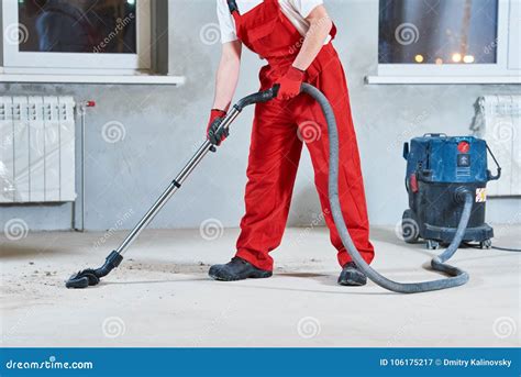 Building Cleaning Service Dust Removal With Vacuum Cleaner Stock Image