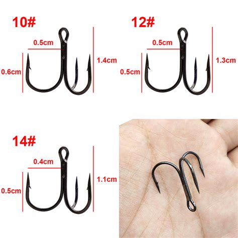 Pcs High Carbon Steel Treble Fishing Hooks Black Small Round