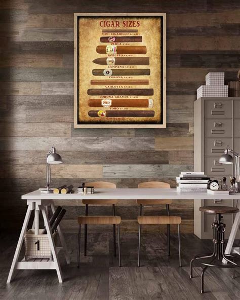 Cigar Art Cigar Size Chart Cigar Poster Tobacco Print Etsy Cigar Art Man Cave Wall Art Man