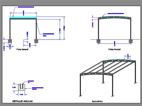 Pergola Metalica Detalle Constructivo