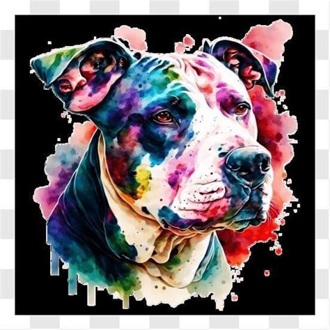 Download Colorful Dog Painting Pitbull Art Print Png Online