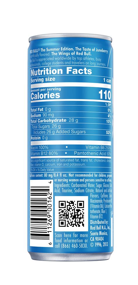 Red Bull Nutrition Label