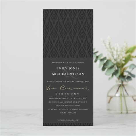 Elegant Modern Art Deco Black Gold Vow Renewal Invitation Zazzle