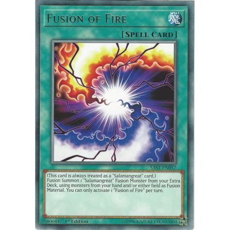 Yu-Gi-Oh! Trading Card Game SAST-EN057 Fusion of Fire | Rare Card | 1st ...