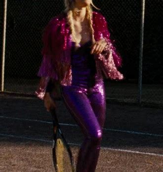 Purple Sparkle Jumpsuit Of Alison Oliver As Venetia Catton In Saltburn