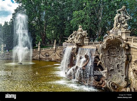 Italy Piedmont Turin Valentino Park Twelve Month Fountain Stock Photo