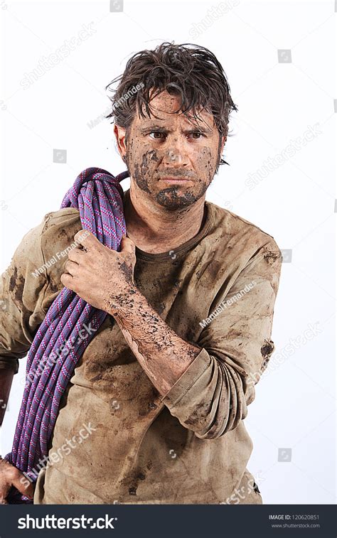 Man Covered Mud Rope Trying Survive Stock Photo 120620851 Shutterstock