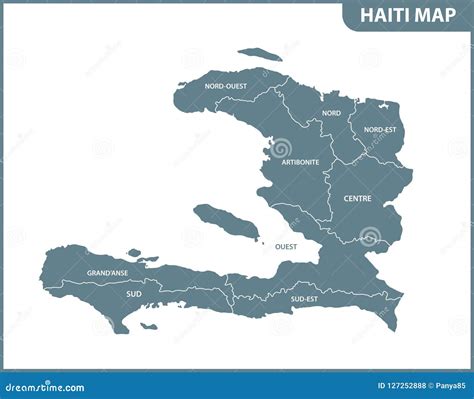 The Detailed Map of Haiti with Regions or States. Administrative ...