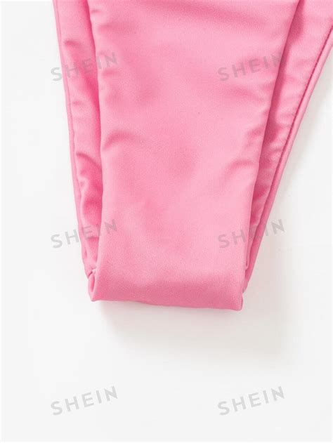 Shein Swim Y Glam Fuzzy Bikini Set Triangle Bra Thong Bottom Piece Rave Bathing Suit Shein Uk