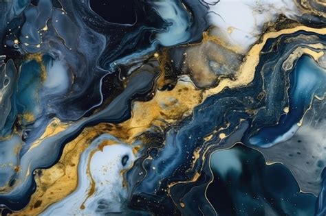 Premium Ai Image A Blue And Gold Abstract Painting With Gold And