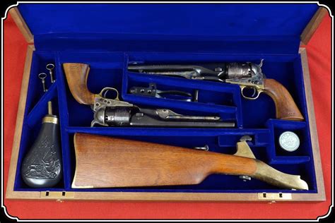 Colt 1860 Army Set Of Two Cased Model Us Cavalry